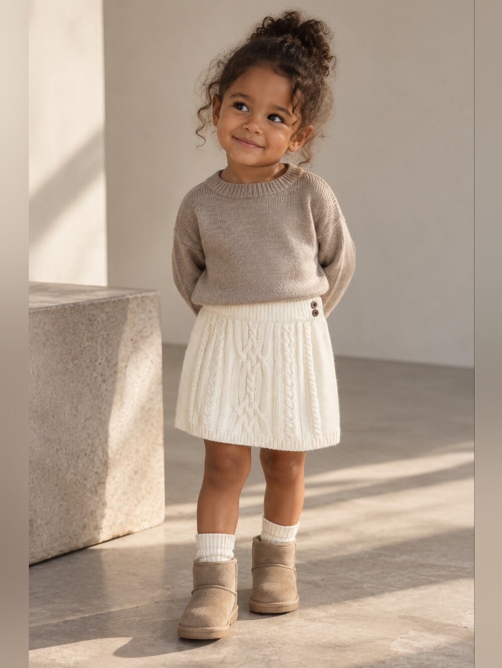 Girls Cream Cable Knit Skirt 2T Ivory Sweater Skirt Cottagecore Preppy